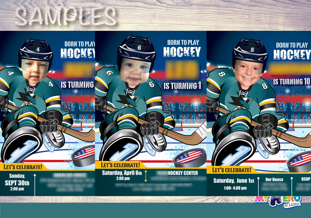 San Jose Sharks photo invitation, San Jose Sharks Digital, San Jose Sharks Invitation, . 330C