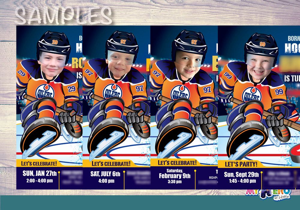 Edmonton Oilers Invitation, Edmonton Oilers photo invitation, Edmonton Oilers Digital Invitation. 331C