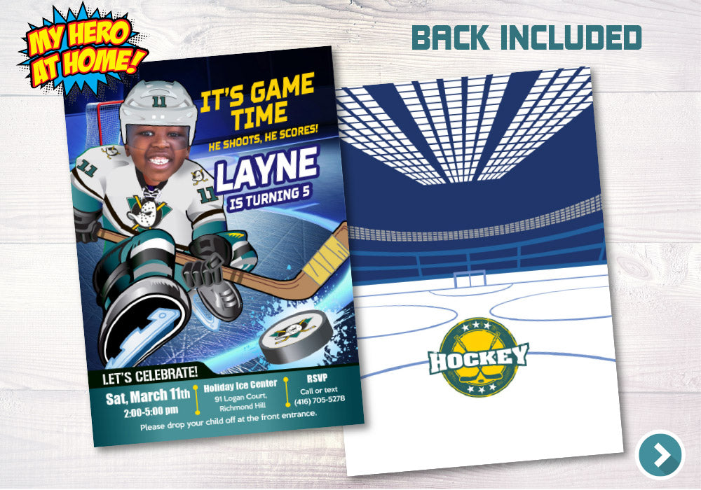 Mighty Ducks Invitation, Mighty Ducks photo invitation, Mighty Ducks Digital Invitation. 336C