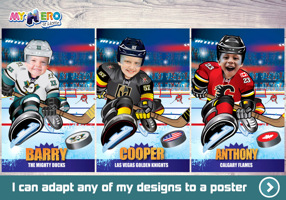 Hockey Poster, Custom Hockey Gifts, Hockey Room Decor, Hockey Backdrop, Custom Hockey Poster, Ice Hockey Poster. 347