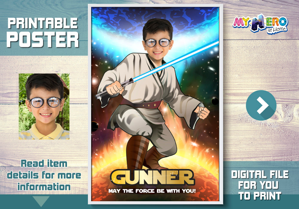 Custom Jedi Poster with photo, Star Wars gift, Jedi Fans gifts, Jedi Party Decor, Star Wars Poster, Star Wars Backdrop. 357