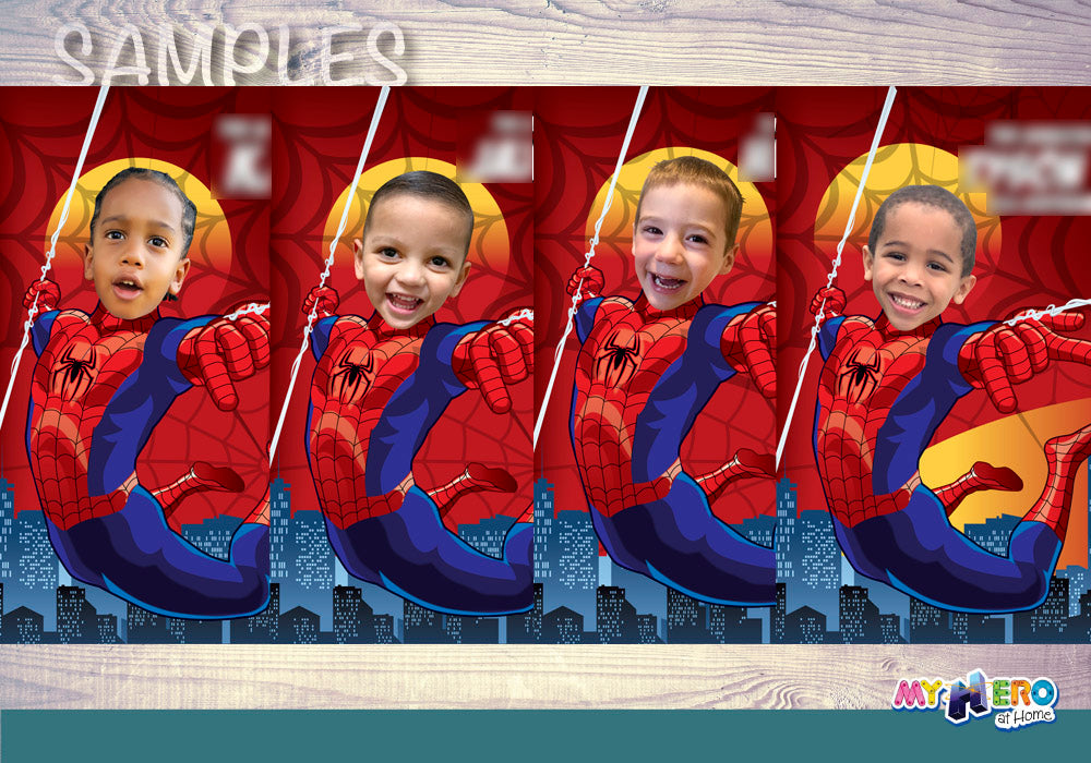 Custom Spiderman Poster with your kid as his favorite superhero, Spider-Man Wall Decoration with photo. 101PG