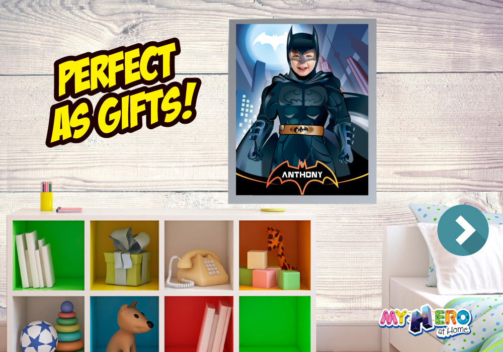 Batman printable gift with your kid as Batman, Custom Batman Photo Poster. 370