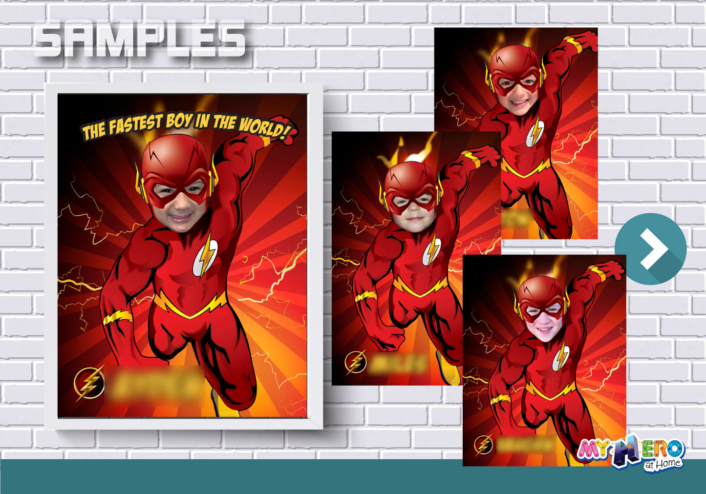 Unique Flash Poster with your kid as the fastest superhero, Flash gifts with photo. 371