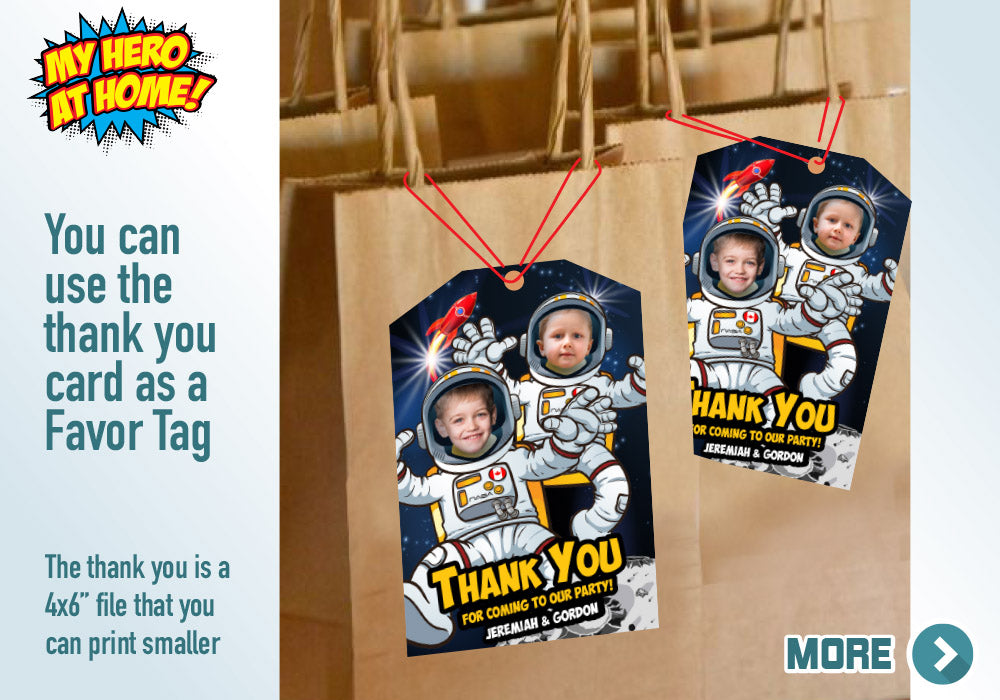Joint Astronauts Invitation, Outer Space Party, Astronauts Siblings Birthday, Joint Astronauts photos Invitation, Astronaut theme party. 389