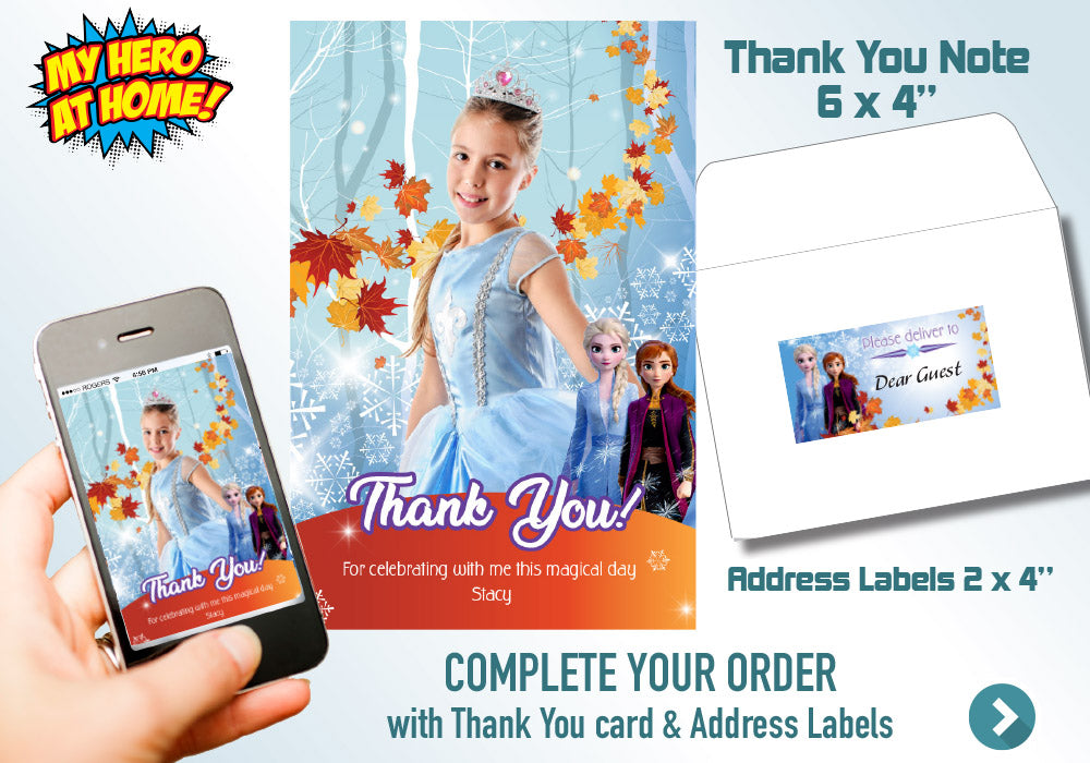 Frozen Photo Invitation. Frozen 2 Invitation with photo. Elsa invitation with photo. My own Elsa Frozen invitation. Frozen thank you. 405C