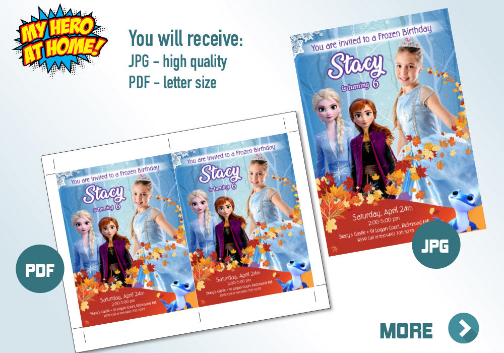 Frozen Photo Invitation. Frozen 2 Invitation with photo. Elsa invitation with photo. My own Elsa Frozen invitation. Frozen thank you. 405C