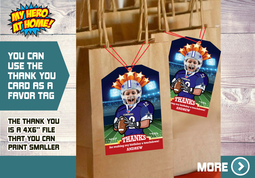 The Dallas Cowboys Party, Dallas Cowboys Invitation, Dallas Cowboys Birthday Invitation, Dallas Cowboys thank you. 421C