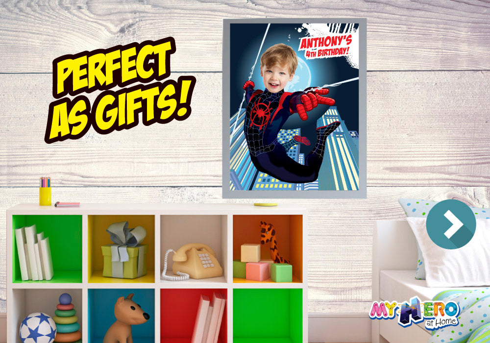 Miles Morales Poster with your kid as the star, Custom Miles Morales printable gift. 428