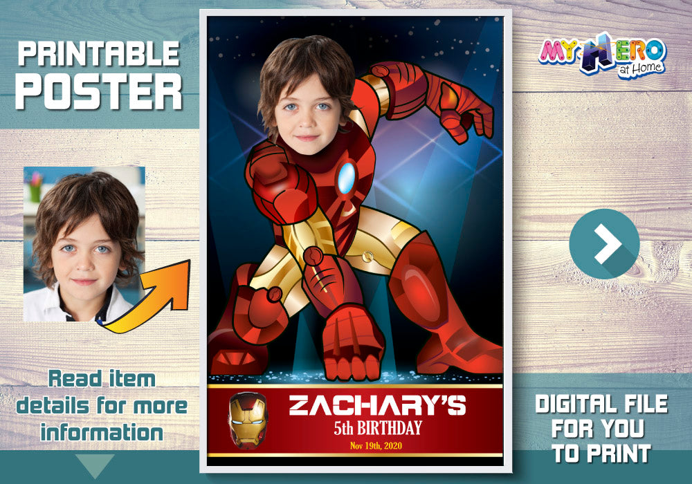 Iron Man Poster with photo, Iron Man Decoration, Personalized Iron Man Gifts. 429