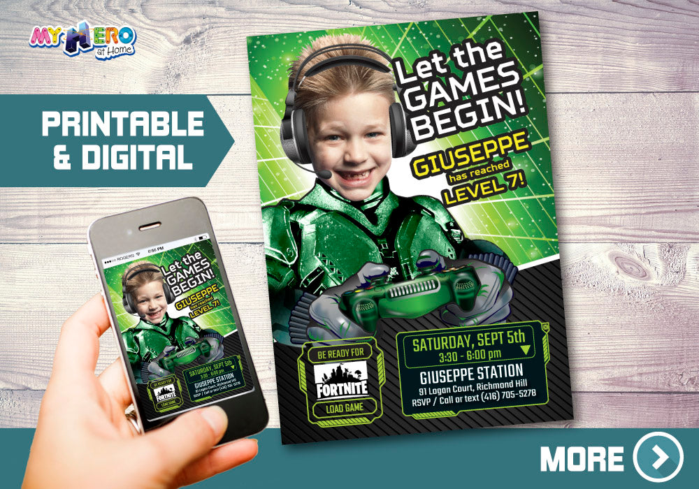 Gamers Party Invitation. Video gamers Theme Party. Game On Invitation. Video Gamers Birthday. Gamers Digital Invitation. 432C