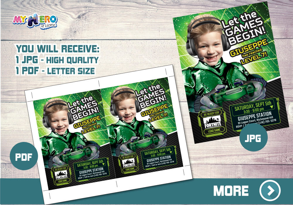 Gamers Party Invitation. Video gamers Theme Party. Game On Invitation. Video Gamers Birthday. Gamers Digital Invitation. 432C