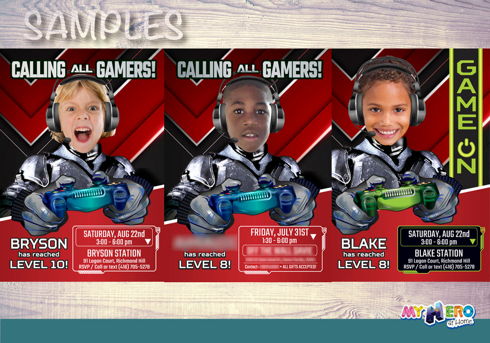 Video Gamers photo Invitation. Custom Game On Birthday Invitation. Video Games Battle Party. Gamers Party. 433B