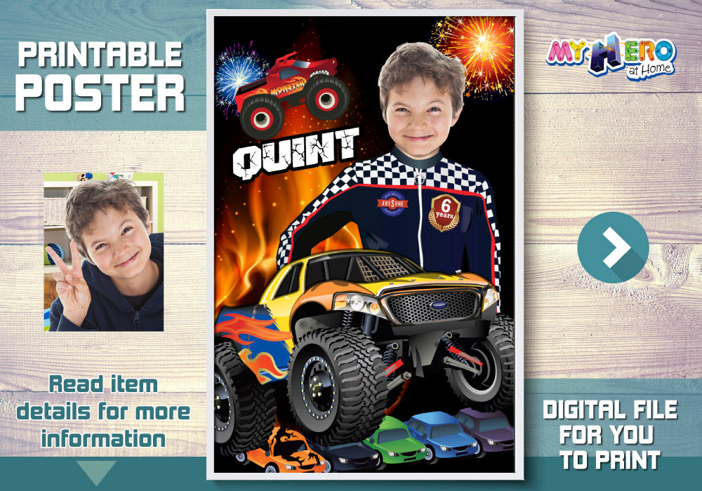 Monster Truck Photo Poster, Monster Truck Decor, Monster Jam Poster, Monster Truck Room Decor, Monster Truck Gifts. 452