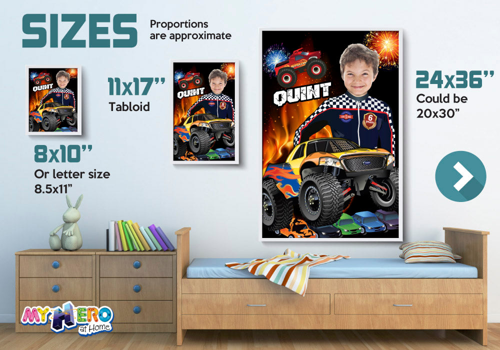 Monster Truck Photo Poster, Monster Truck Decor, Monster Jam Poster, Monster Truck Room Decor, Monster Truck Gifts. 452