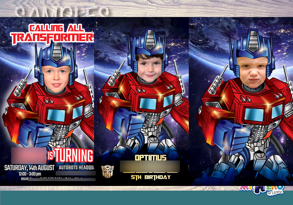Transformers Birthday Invitation, Optimus Prime Invitation, Optimus Prime theme party. 456