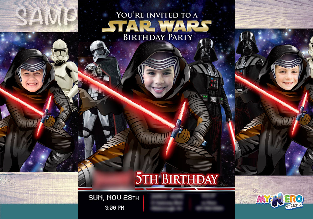 Kylo Ren Birthday Invitation, Kylo Ren Party Invite, Kylo Ren digital, Kylo Ren thank you, Kylo Ren favor tgas, Kylo Ren theme party. 457C
