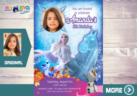 Frozen Water Horse Invitation. Frozen Birthday Invitation. Frozen Photo Invitation. Frozen 2 Party Invitation. 458