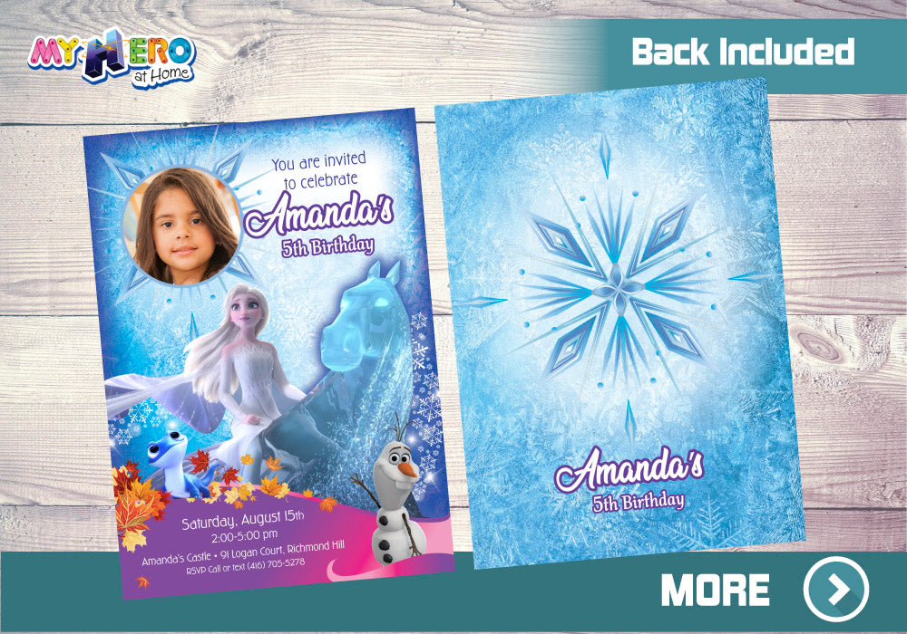 Frozen Water Horse Invitation. Frozen Birthday Invitation. Frozen Photo Invitation. Frozen 2 Party Invitation. 458