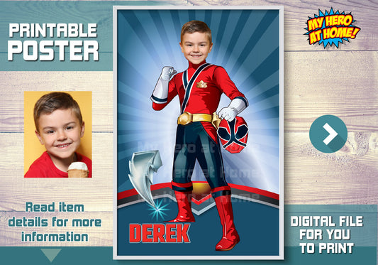 Power Rangers Poster with your photo, Power Rangers printable gift. 464