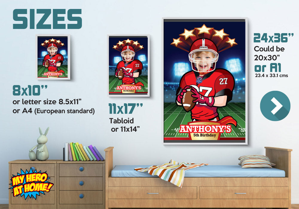 Custom Football Poster, Football Room Decor, Football Poster with photo, Custom Football Gifts. 465