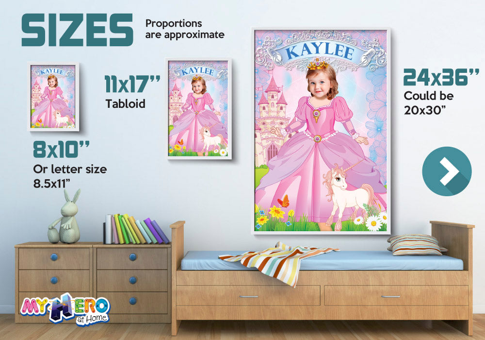 Princess Poster with photo, Pink Princess photo Poster, Custom Princess Unicorn Poster, Custom Princess Gifts. 514