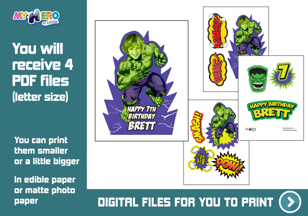 Custom Hulk printable cake topper, Hulk cake decor, Easy to do Hulk cake. 533