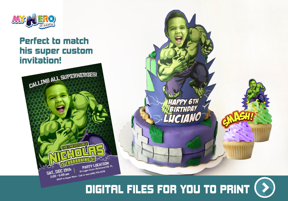 Custom Hulk printable cake topper, Hulk cake decor, Easy to do Hulk cake. 533