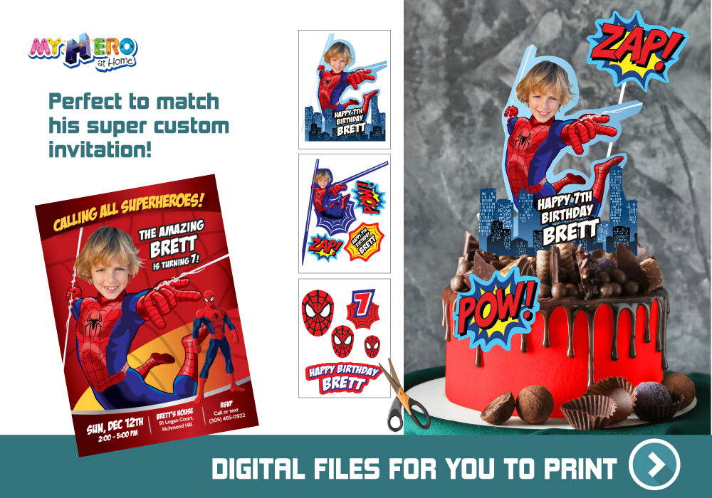 Spiderman Cake topper, Spiderman printable cake topper, Spiderman cake decor, Spiderman DIY Cake. 534