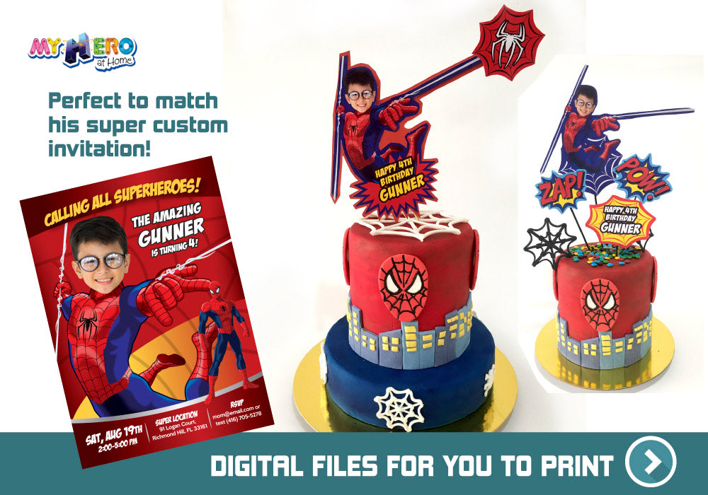 Spiderman Cake topper, Spiderman printable cake topper, Spiderman cake decor, Spiderman DIY Cake. 534