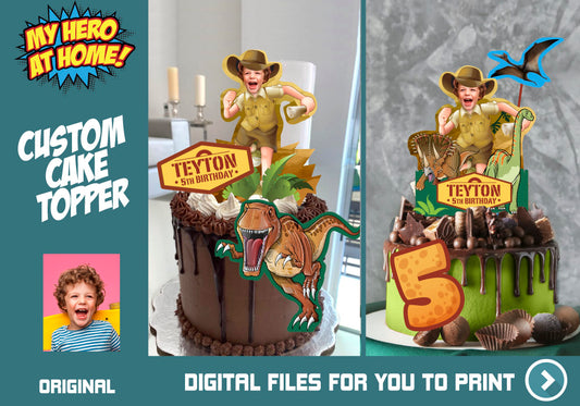 Dinosaurs Cake topper, Jurassic cake decor, Dinosaurs printable cake topper. 536