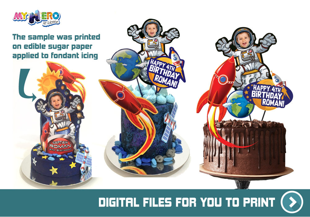 Astronauts Cake topper, Astronauts cake decoration, Astronauts cupcakes, Astronauts personalized cake, Astronauts DIY Party. 539