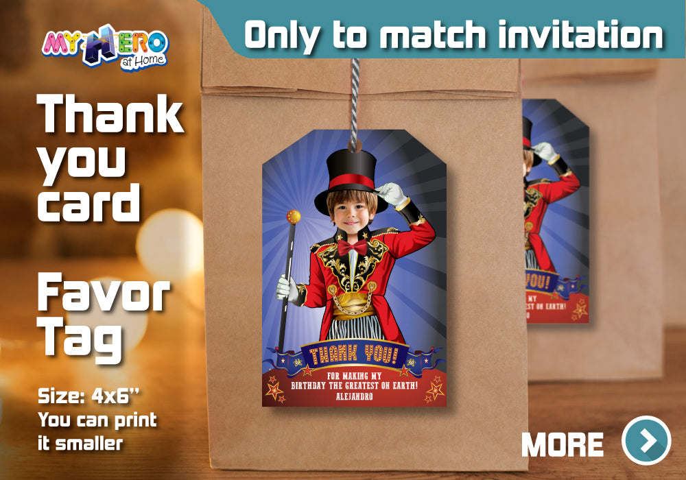 Circus Birthday Invitation, Ringmaster Invitation, Carnival Party Invitation, The greatest show birthday, Circus photo invitation. 546