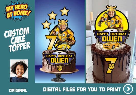 Bumblebee Cake topper, Bumblebee cake decoration, Bumblebee personalized cake topper, Bumblebee DIY cake. 551