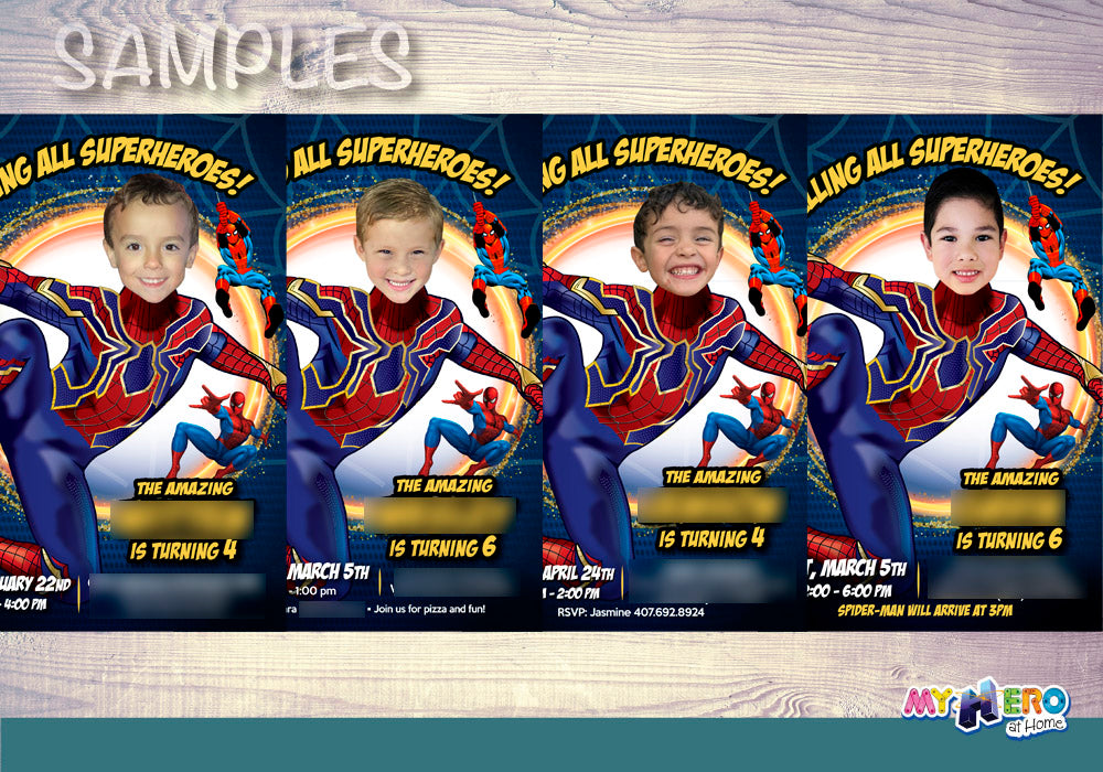 Iron Spider birthday Invitation, Iron Spider photo Invitation, Iron Spider theme party, Iron Spider-man Invitation. 555
