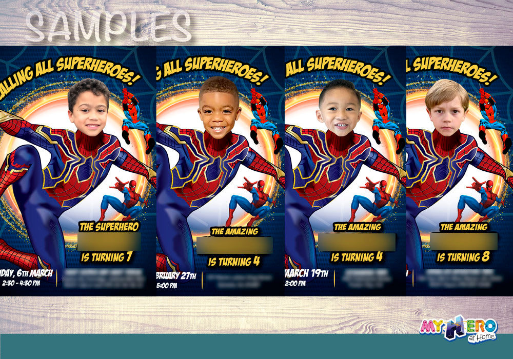 Iron Spider birthday Invitation, Iron Spider photo Invitation, Iron Spider theme party, Iron Spider-man Invitation. 555