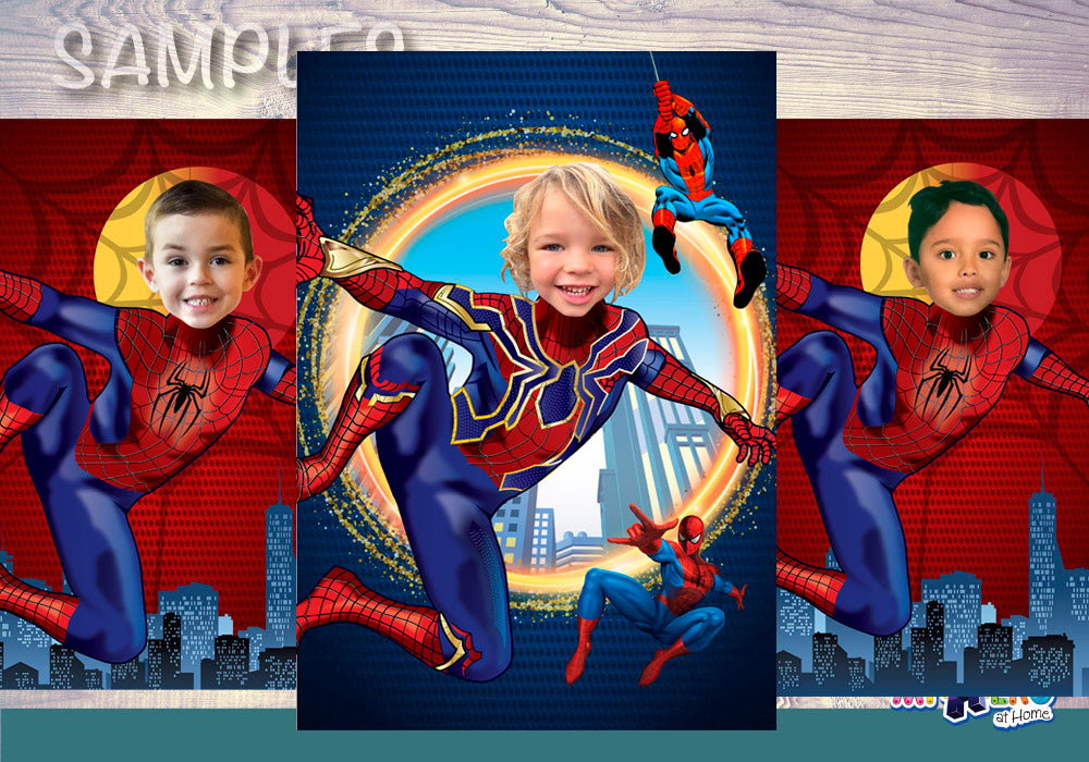 Iron Spider Poster with your kid as Spider-Man, Custom Iron Spiderman Print gift. 557B