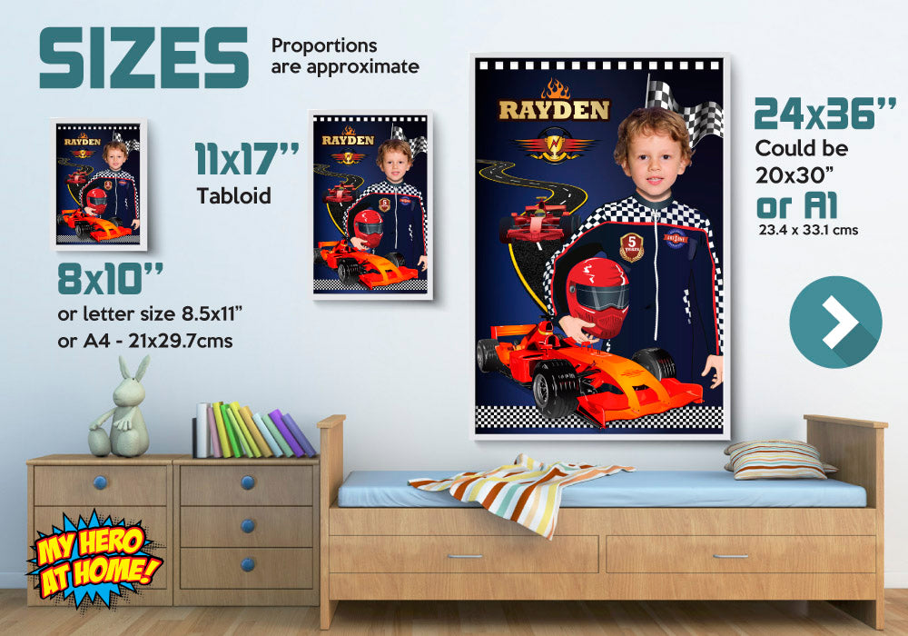 Custom Race Car Poster, Race Car Decoration, Race Car Room Decor, Race Car Gifts, Race Car Party Decor, Race car Wall. 568