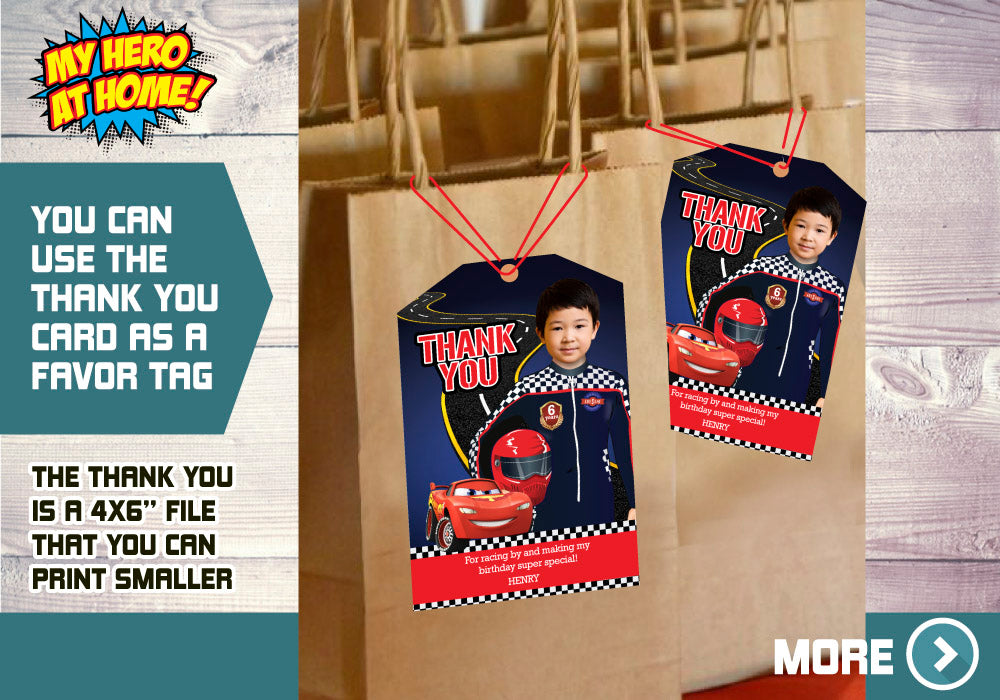 Custom Cars Birthday Invitation, Hot Wheels Birthday, Race Car Lighting McQueen Invitation. 569