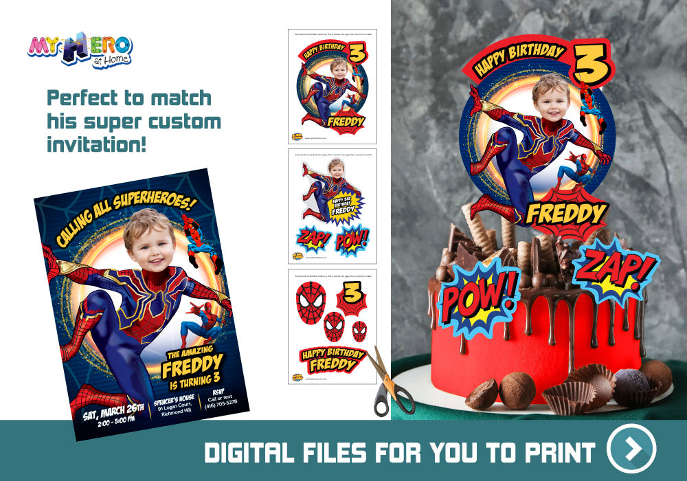 Iron Spider Cake topper, Spiderman printable cake topper, Spiderman cake decor, Spider-Man photo Cake topper. 571