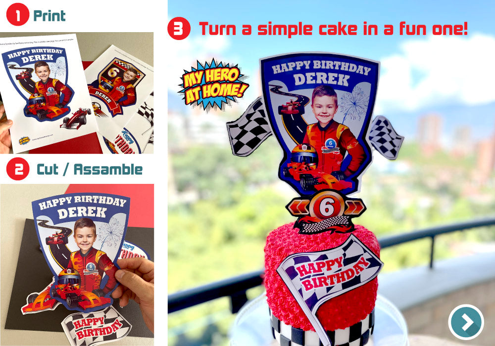 Race Car Cake topper, Race Car decor, Race Car printable cake, Race Car DIY cake, Hot wheels Cake topper. 590