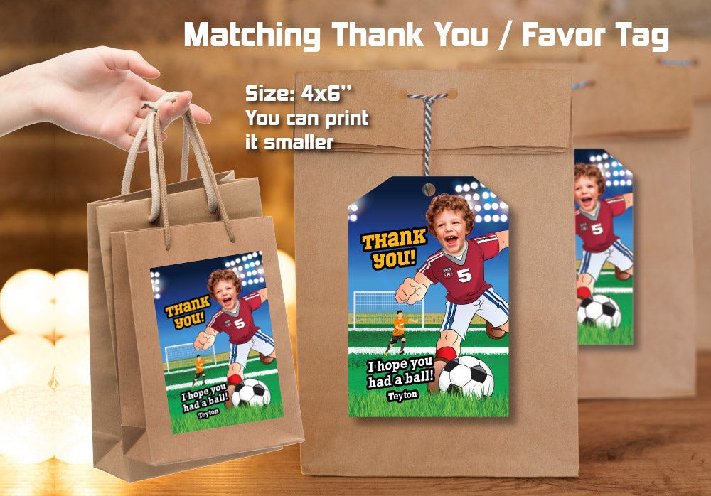 Soccer birthday Invitation, Soccer photo invitation, Soccer themed birthday, Soccer digital invitation, Personalized Soccer Invitation. 604
