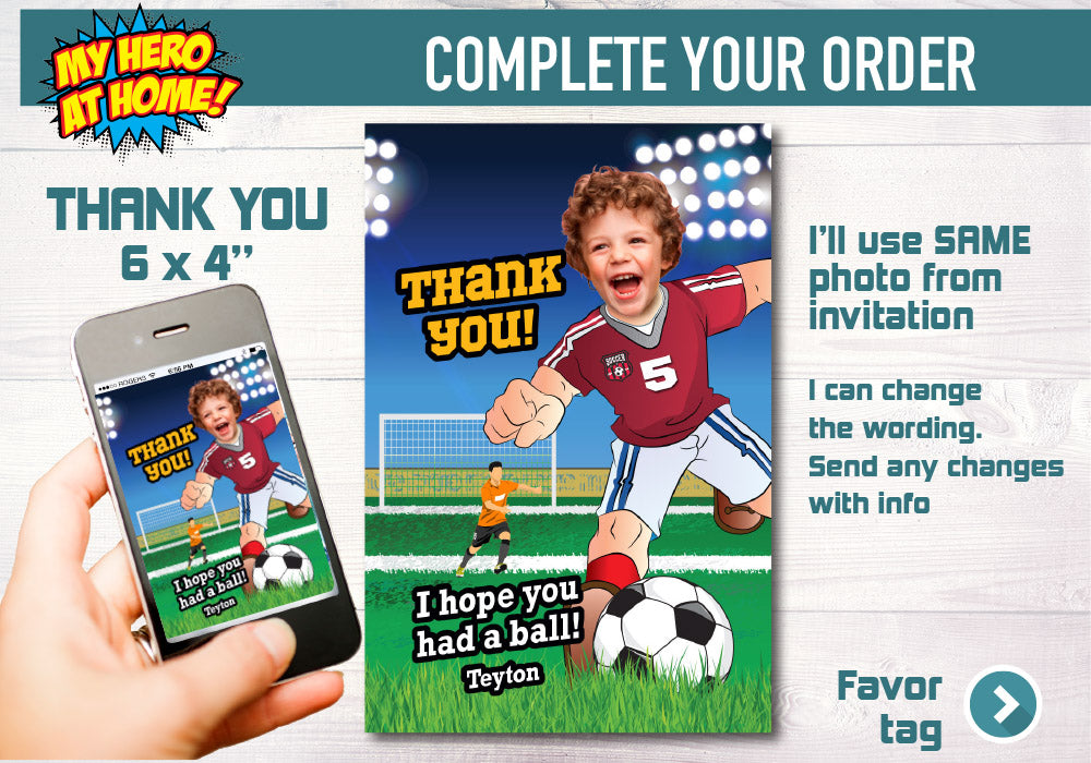 Soccer birthday Invitation, Soccer photo invitation, Soccer themed birthday, Soccer digital invitation, Personalized Soccer Invitation. 604