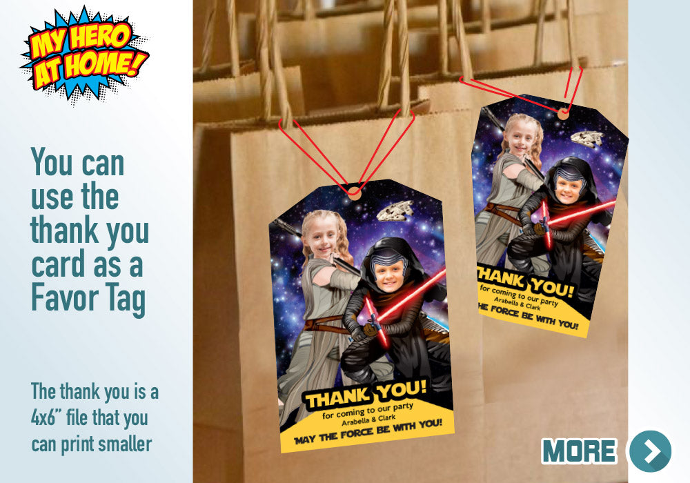 Jedi Rey and Kylo Ren Invitation, Kylo Ren and Jedi Rey Birthday Invitation, Joint Star Wars birthday, Star Wars Siblings theme party. 606