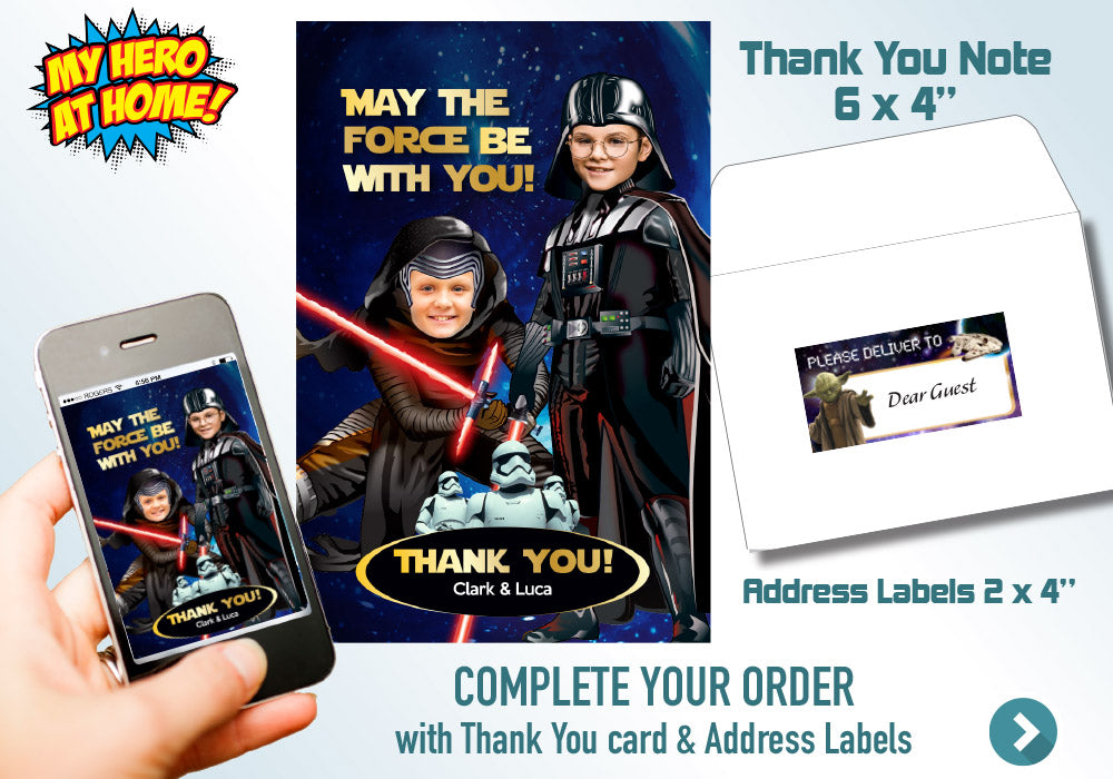 Darth Vader and Kylo Ren Party Invitation, Dark Side Siblings party, Joint Darth Vader and Kylo Ren invitation, Joint dark side party. 617