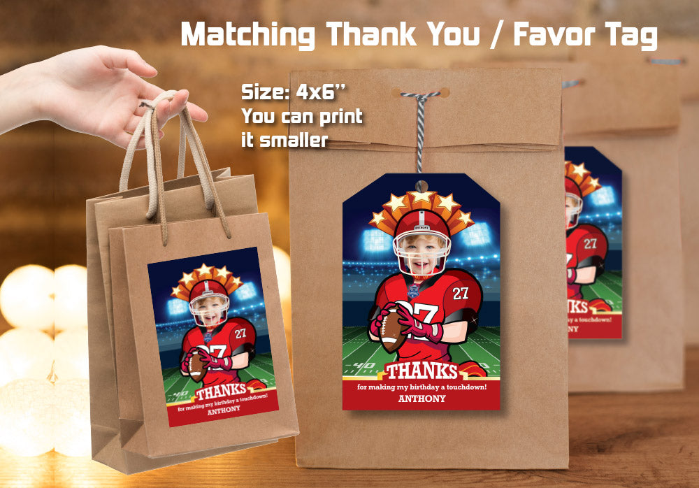 Custom Football party Invitation, Football Invitation with Photo, Football digital invitation, Custom Football Invitation. 622