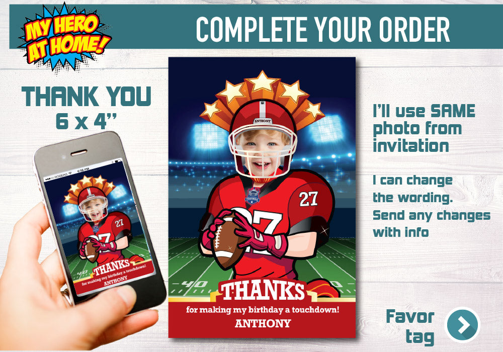 Custom Football party Invitation, Football Invitation with Photo, Football digital invitation, Custom Football Invitation. 622