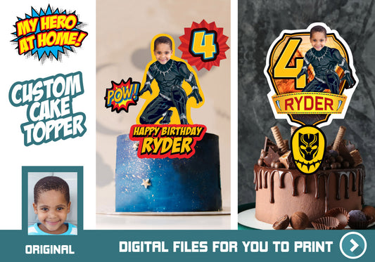 Black Panther Cake topper with your kid as the star, Black Panther printable cake. 624