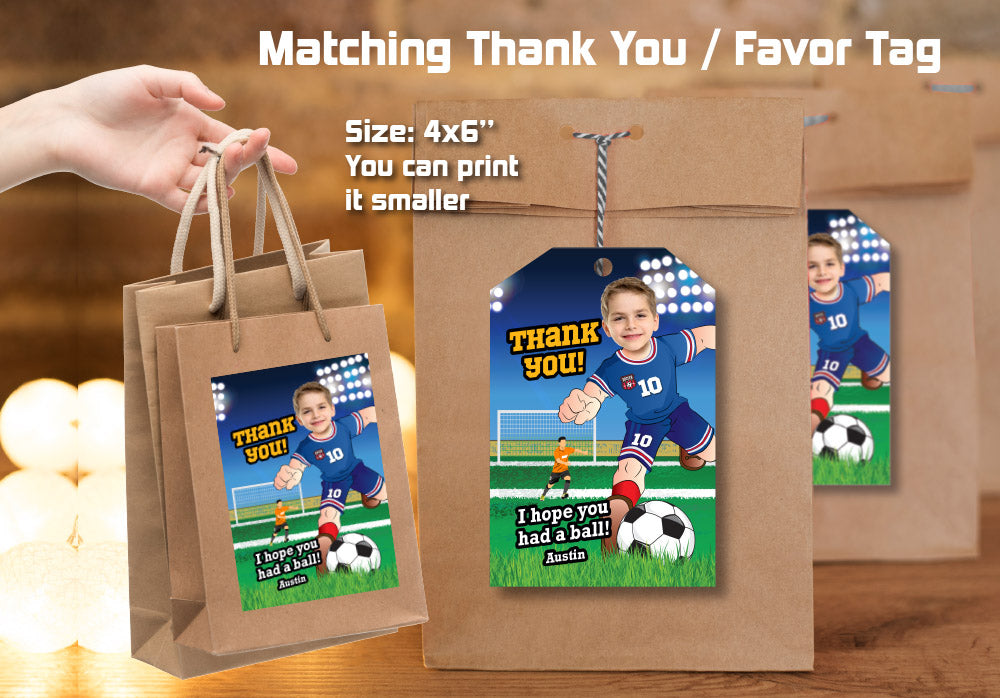 Soccer invitation, Soccer Party Invitation with photo, Soccer birthday themed, Soccer Thank you, Soccer party favor. 629C