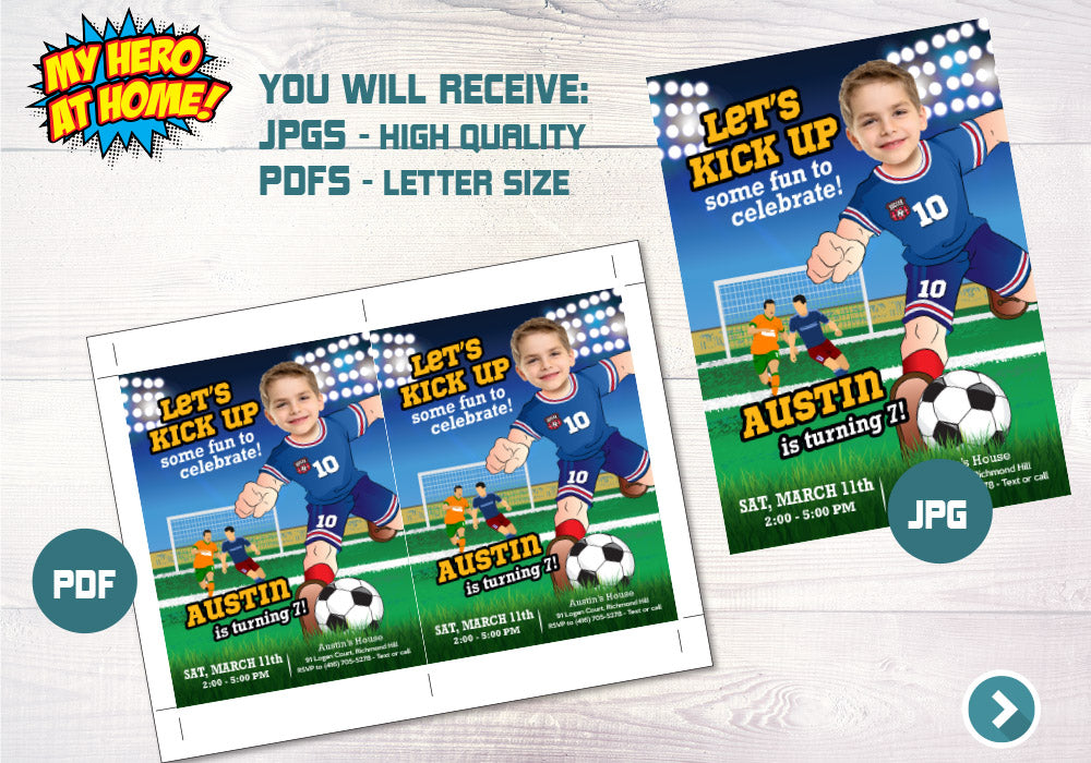 Soccer invitation, Soccer Party Invitation with photo, Soccer birthday themed, Soccer Thank you, Soccer party favor. 629C